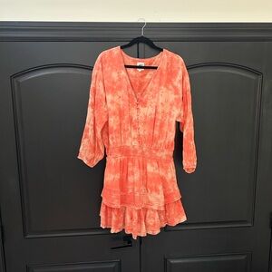 Aerie Tie-Dye Coral Mini Dress